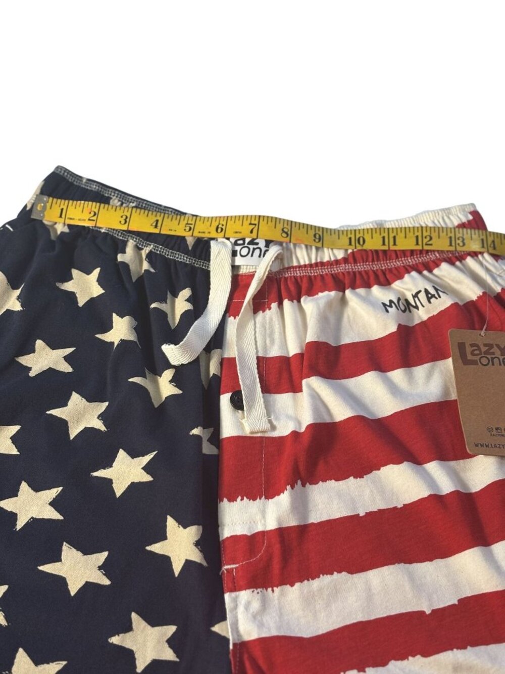 American Flag Lounge Shorts Stars & Stripes Lazy One Cotton Blend Drawstring M - Picture 7 of 9